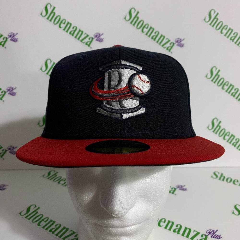 New Era 59Fifty Hat MiLB Rome Braves Baseball Fitted Cap Navy Blue Red 7 3/8